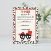 Crânes élégants Halloween rouge mariage noir RSVP (Debout devant)