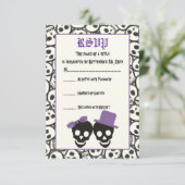 Crânes élégants Halloween violet mariage carte RSV (Debout devant)