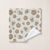 Crânes et Citrouille Motif d'Halloween (Gant de toilette)