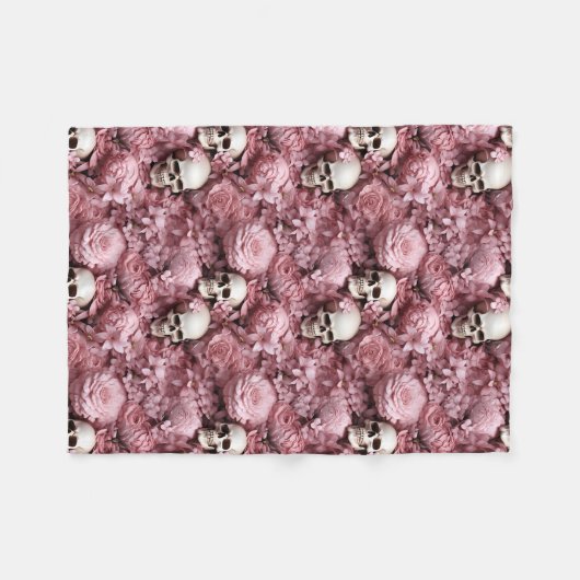 Crânes et fleurs ! Couverture rose et crème ! (Devant (Horizontal))