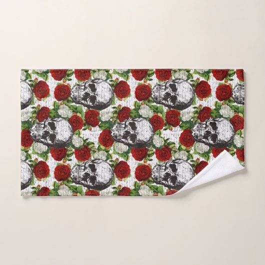 Crânes et roses (Serviette à main)