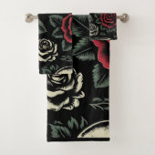 Crânes et roses rouges florale gothique (En situation)