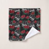 Crânes et roses rouges | Grunge gothique moderne (Gant de toilette)