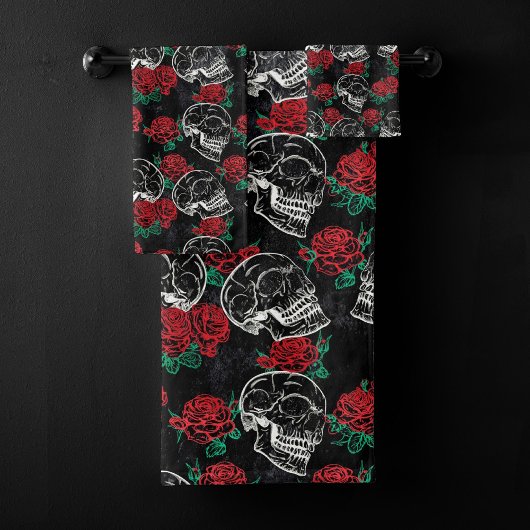 Crânes et roses rouges | Grunge gothique moderne