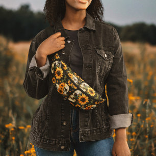 Crânes et tournesols d'été Éffrayants