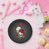 Crânes florales Dia de los Muertos | Assiette en P (Fête)