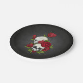 Crânes florales Dia de los Muertos | Assiette en P (Angle)