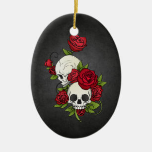 Crânes florales Dia de los Muertos Ornement