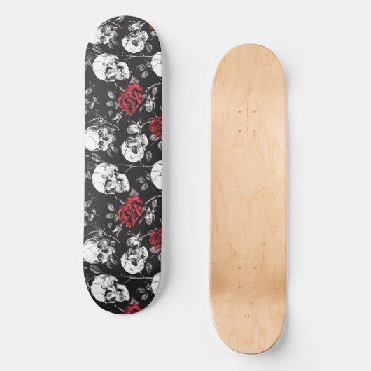 Crânes gothiques et skateboard Rose (Recto)