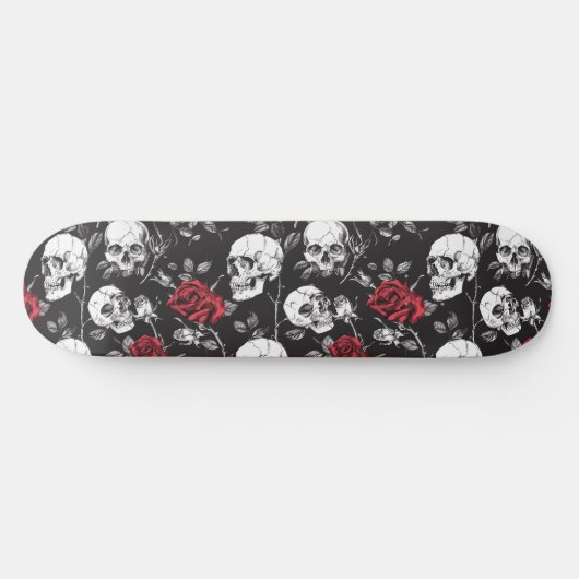 Crânes gothiques et skateboard Rose (Horz)