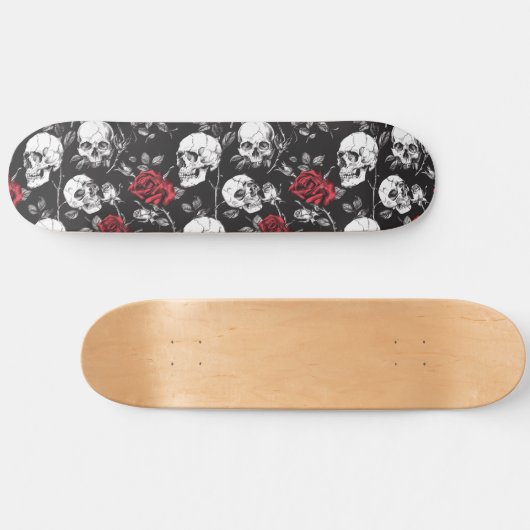 Crânes gothiques et skateboard Rose (Horz)