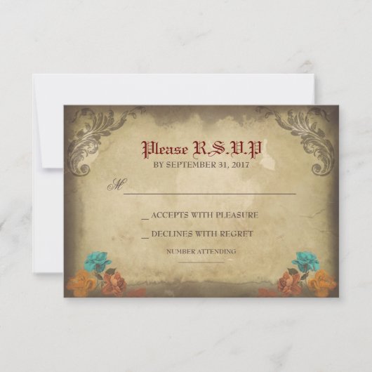 Crânes gothiques Journée des cartes RSVP de mariag (Devant)