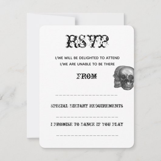 Crânes gothiques Mariage RSVP (Dos)