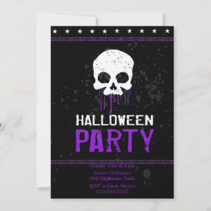 Crânes grungy Halloween Invitations de fête (viole