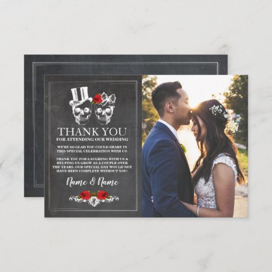 Crânes Halloween Merci Chalk photo Mariage (Devant / Derrière)