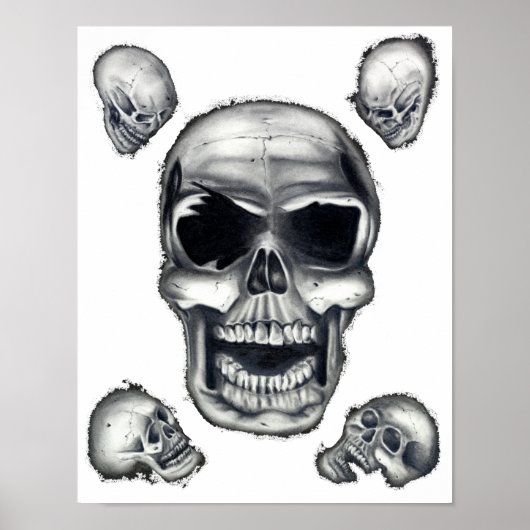 Crânes humains Poster blanc Art (Devant)