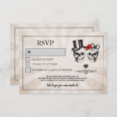 Crânes Mariage RSVP Crâne Roses Cartes rustiques (Devant / Derrière)
