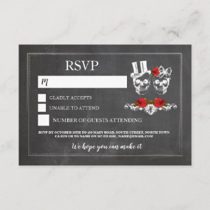 Crânes mariages RSVP Cartes de mâchoires Roses crâ
