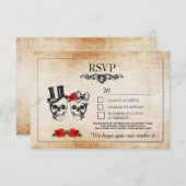 Crânes mariages RSVP Crâne Roses Cartes rustiques (Devant / Derrière)