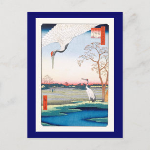 Cranes Minowa Kanasugi Mikawashima Hiroshige Fine Briefkaart
