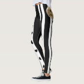 Crânes noirs et blancs Coeurs noirs Leggings (Gauche)