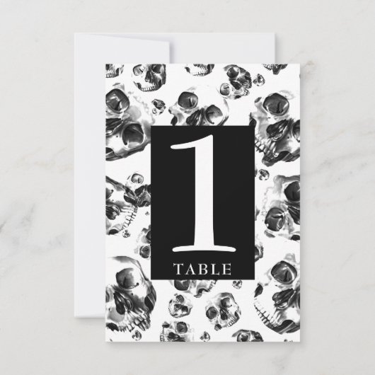 Crânes noirs et blancs Squelette Numéros de table (Dos)