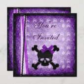 Crânes pourpres et noires Ruban et Invitations de (Devant / Derrière)