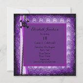 Crânes pourpres et noires Ruban et Invitations de (Dos)