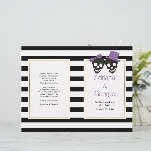 Crânes, rayures violet programme de mariage Hallow (Debout devant)