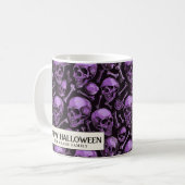 Crânes roses et Mug de café d'Halloween noir (Devant gauche)