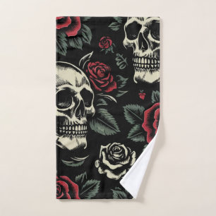 Crânes & Roses Rouges Floral Gothique