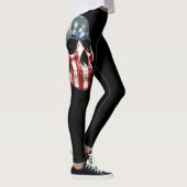 Crânes rouges blancs et bleus sur des leggings noi (Droite)