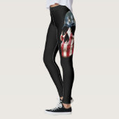 Crânes rouges blancs et bleus sur des leggings noi (Gauche)