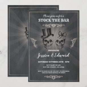 Crânes Stockez Le Bar Invitation Craie Halloween