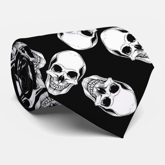 Crânes sur cravate noir (Roulé)