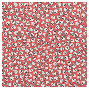 Crânes sur le tissu de coton peigné par rouge