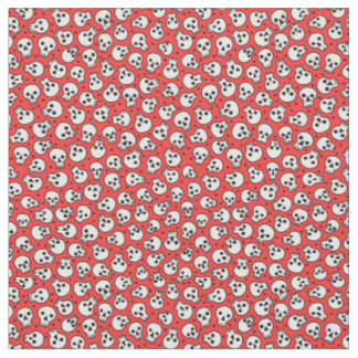 Crânes sur le tissu de coton peigné par rouge