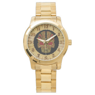 Cranium van rode of gouden suikerschedel horloge
