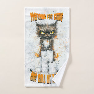 Cranky Cat hamsteren voor een crisis Handdoek