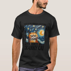 Cranky Cat in Human Kostuum Grappig Van Gogh Hallo T-shirt