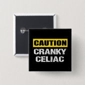 Cranky Coeliac Warning Sign Fun Vierkante Button 5,1 Cm (Voorkant /achterkant)