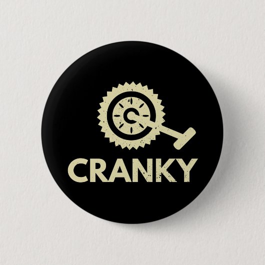Cranky / fiets / cyclist ronde button 5,7 cm (Voorkant)
