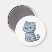 Cranky Grey Tabby Cat Magneet (Voorkant / Achterkant)