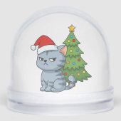 Cranky Grey Tabby Cat Red Hat Christmas Tree (Avant)