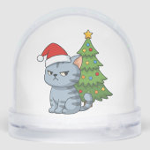 Cranky Grey Tabby Cat Red Hat Christmas Tree (Arrière)