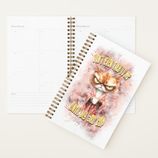 Cranky kat met koffie planner (Display)