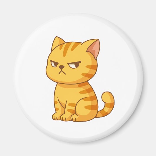 Cranky Orange Tabby Cat Magneet (Voorkant)