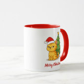 Cranky Orange Tabby Cat Red Hat Christmas Tree Mok (Voorkant rechts)