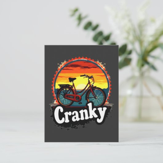 Cranky Sunset Bicycle T-shirt – Geef energie aan j Briefkaart (Staand voorkant)