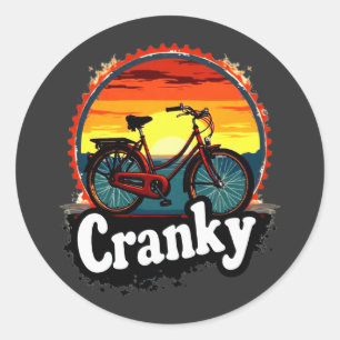 Cranky Sunset Bicycle T-shirt – Geef energie aan j Ronde Sticker